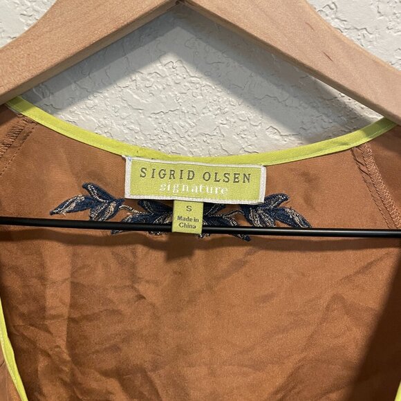 Sigrid Olsen Signature 100% Silk Embroidered Blouse S - Picture 3 of 5